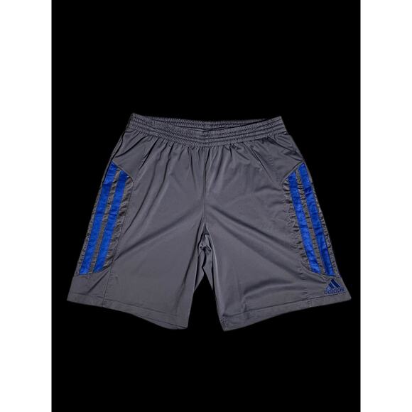 Adidas Climalite Athletic Gray & Blue Elastic Waist Shorts Men's Size Large - Picture 1 of 4